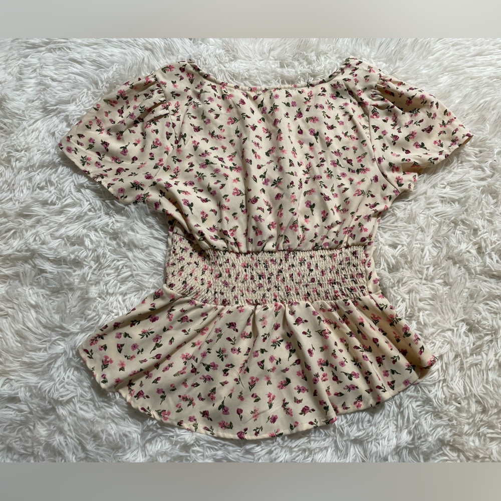 Retro Chic Western Cowgirl Vintage 40s 50s Pinup Floral Peplum Corset Top Pink M - Picture 4 of 5